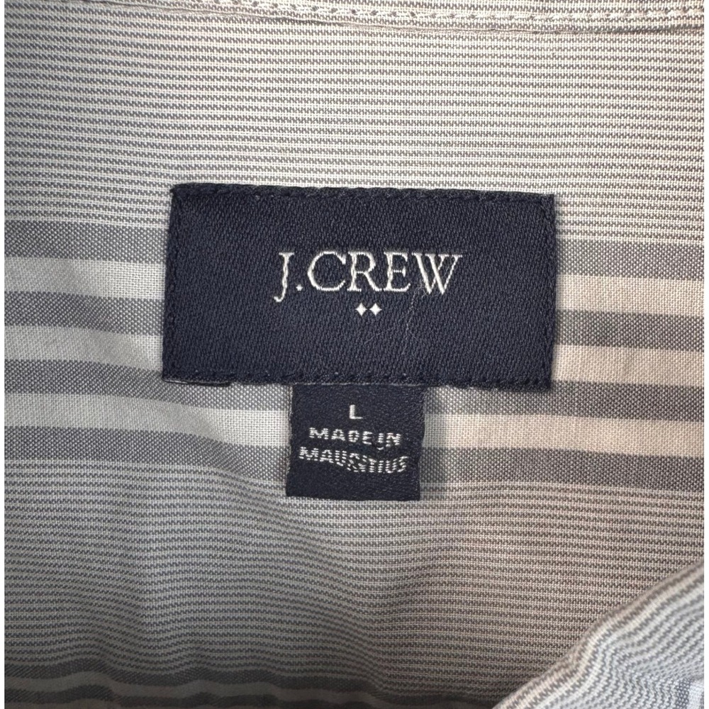J Crew Shirt Mens Large Gray Striped Long Sleeve Button Down 100% Cotton Casual‎ - Picture 9 of 12